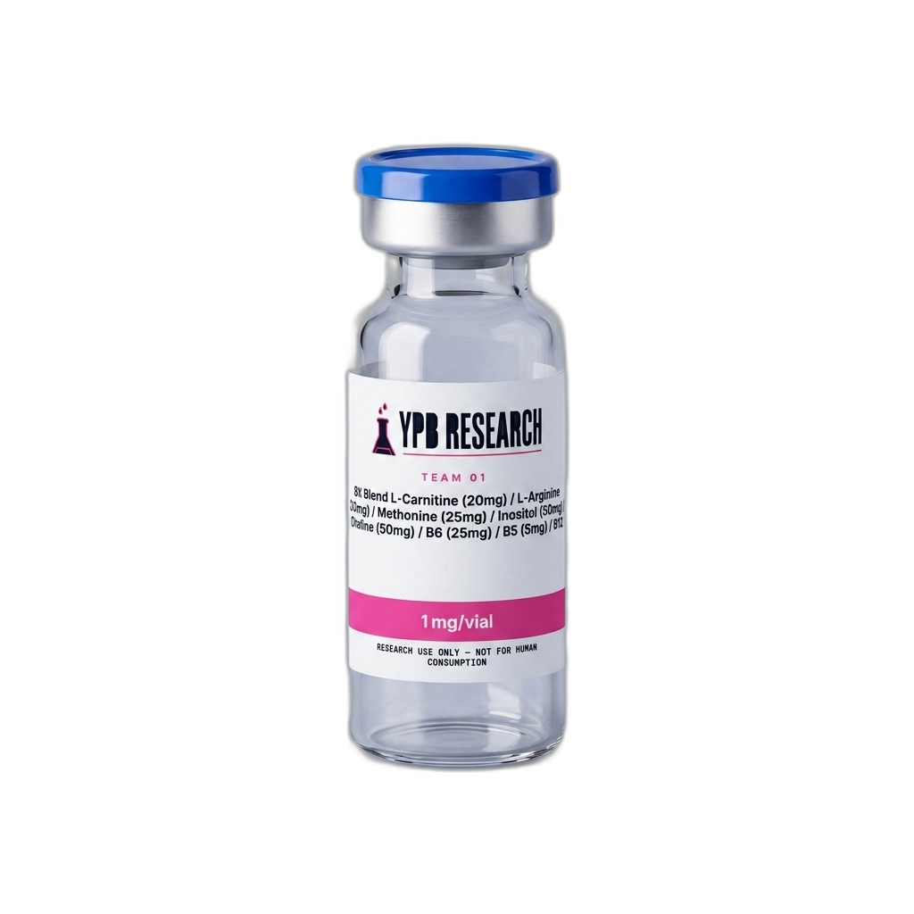 8X Blend L-Carnitine (20mg) / L-Arginine (20mg) / Methonine (25mg) / Inositol (50mg) / Choline (50mg) / B6 (25mg) / B5 (5mg) / B12 (1mg)